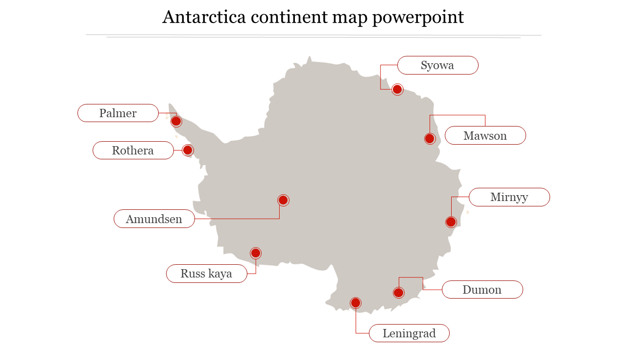 Antarctica continent map powerpoint